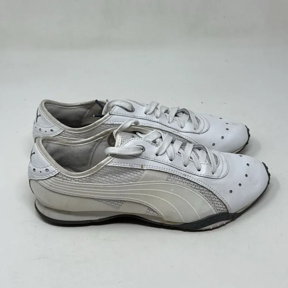 Puma Lillea Shoes Womens 8 White Leather Mesh Lightweight Casual Retro Sneakers